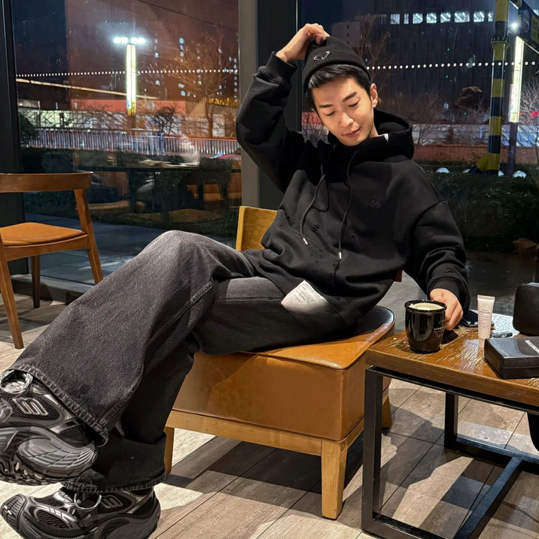 宽松【贴标休闲帽衫 】男女同款D23178