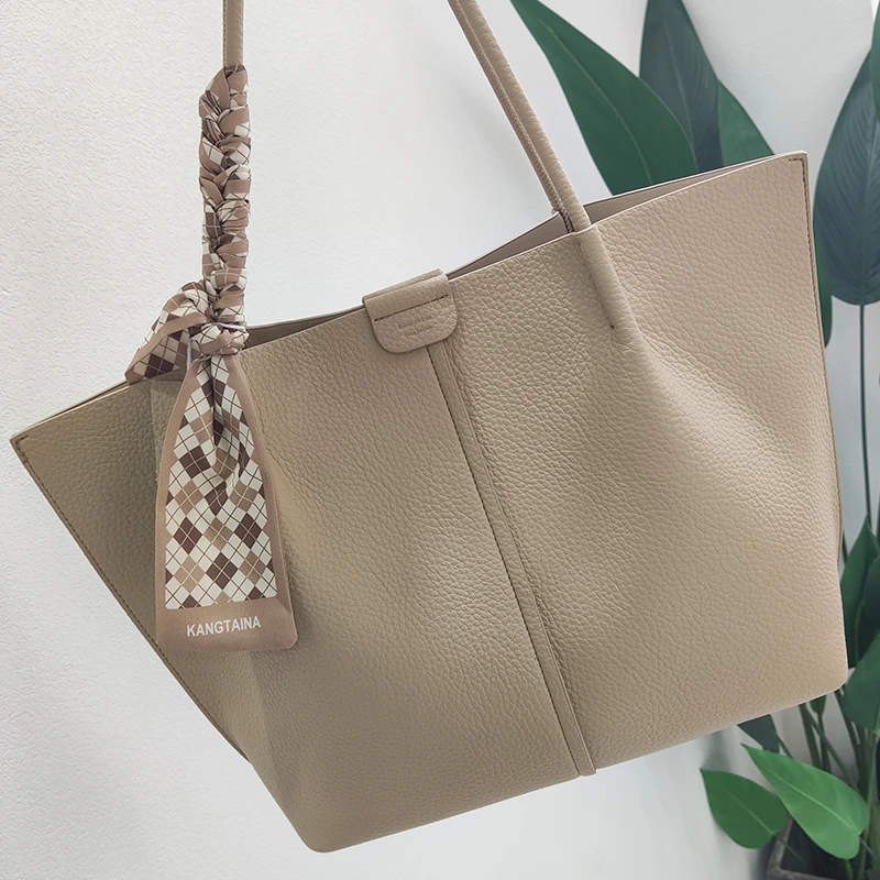 希哥家 时尚百搭女士简约轻奢经典纯色单肩托特包 5668 砂砾色