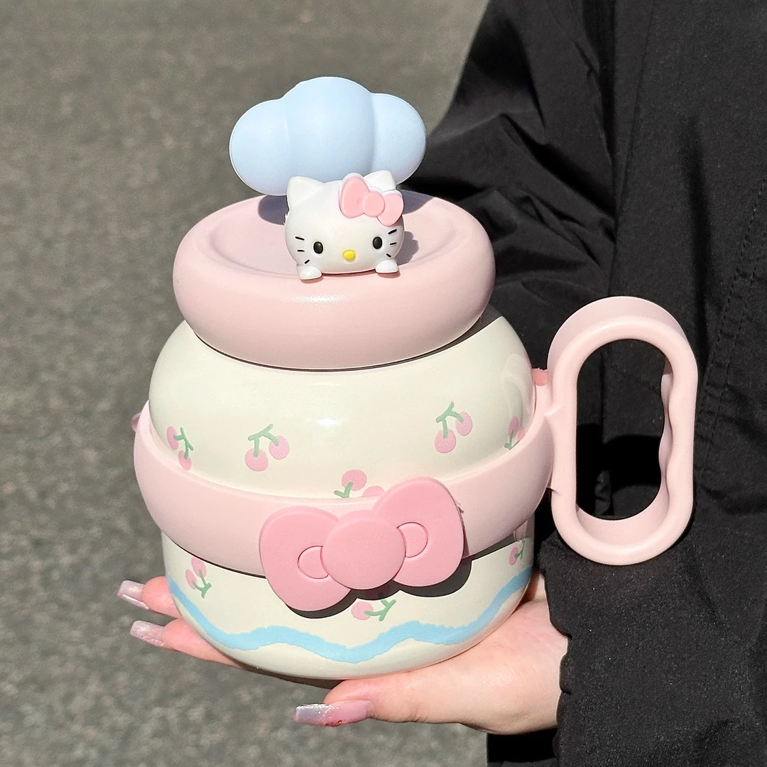 kitty猫保温杯带水杯带吸管水壶高颜值少女杯子大肚杯保冷杯便携