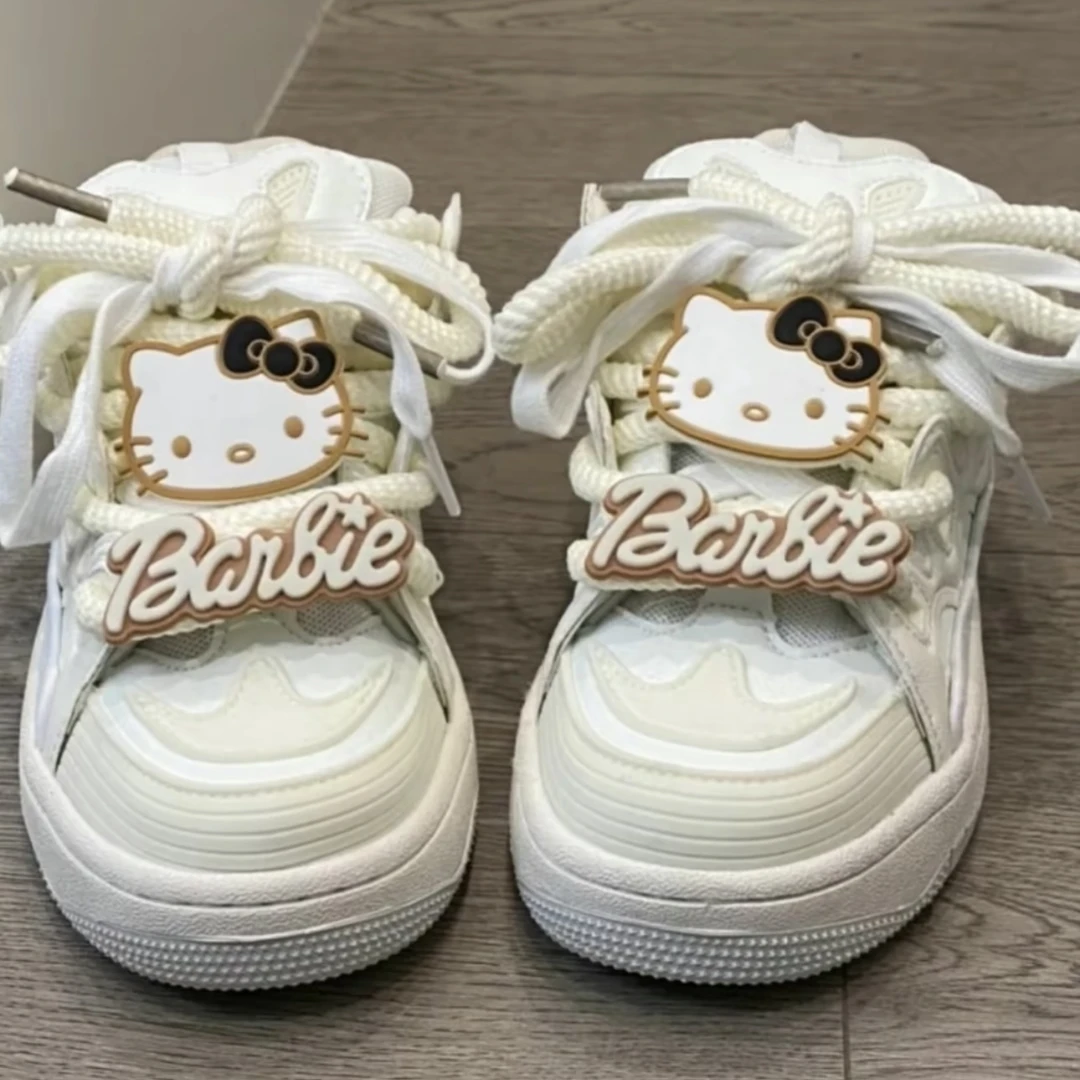 奶茶色KT猫咪芭比字母粉色猫咪POKO字母运动鞋鞋带扣鞋带装饰鞋花