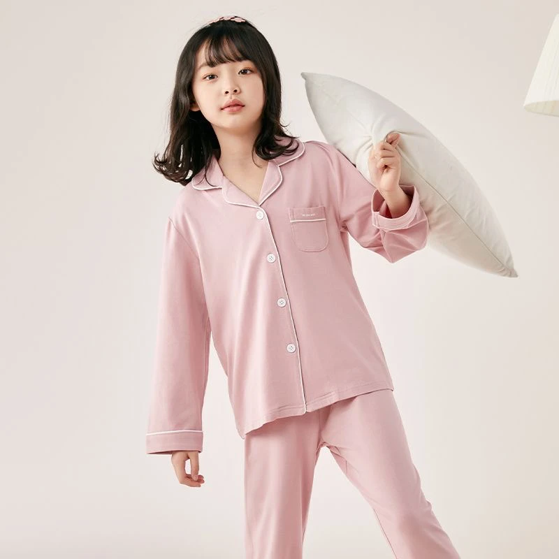 D剪标儿童睡衣长袖家居服春秋款棉莫代尔男女童睡衣宝宝空调服