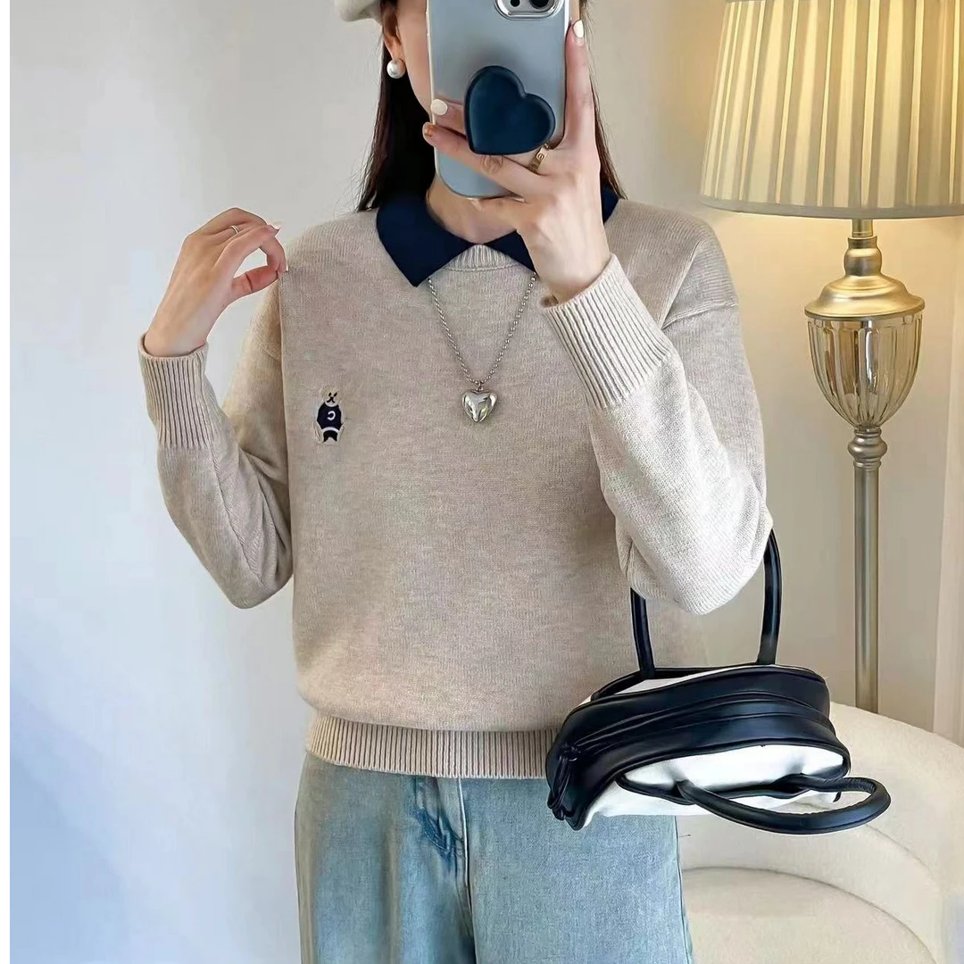 冬季超好看polo领女士毛衣女秋冬2024新款加厚针织打底衫上衣外穿