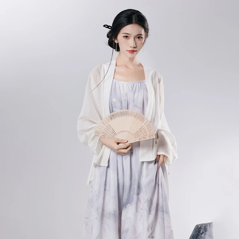 柏粟原创汉服新中式吊带裙飞机袖国风日常汉元素禅意夏款水墨风