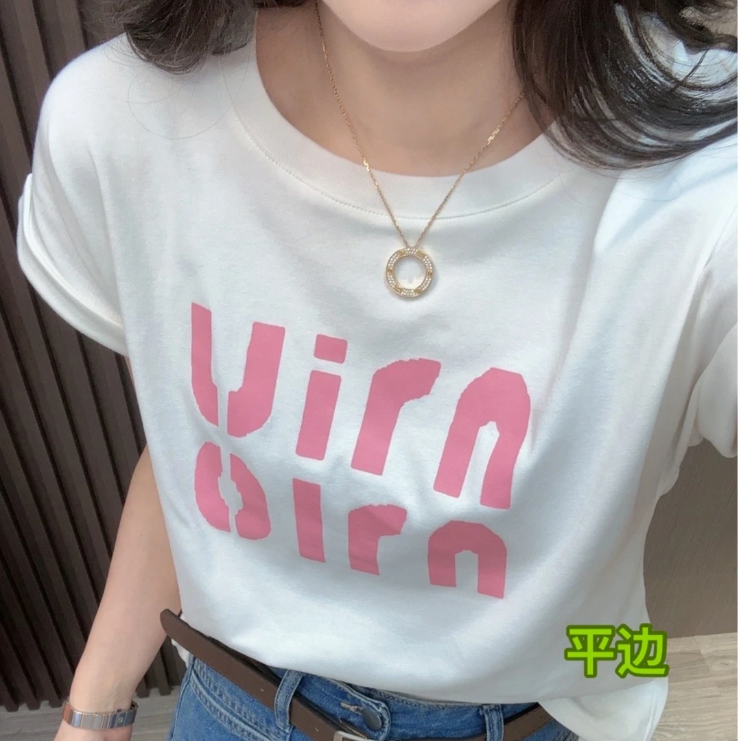 印花字母小飞袖t恤平边设计显瘦遮肉韩版宽松百搭圆领短袖打底衫