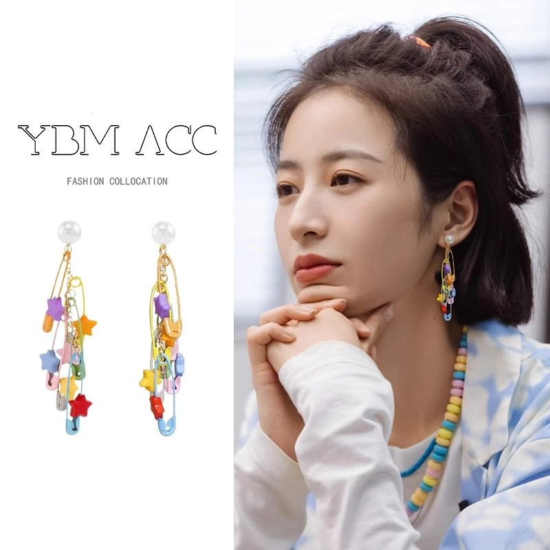 合金耳饰 耳夹无耳洞耳钉彩色多巴胺蚊香盘星星耳环夸张可爱耳饰