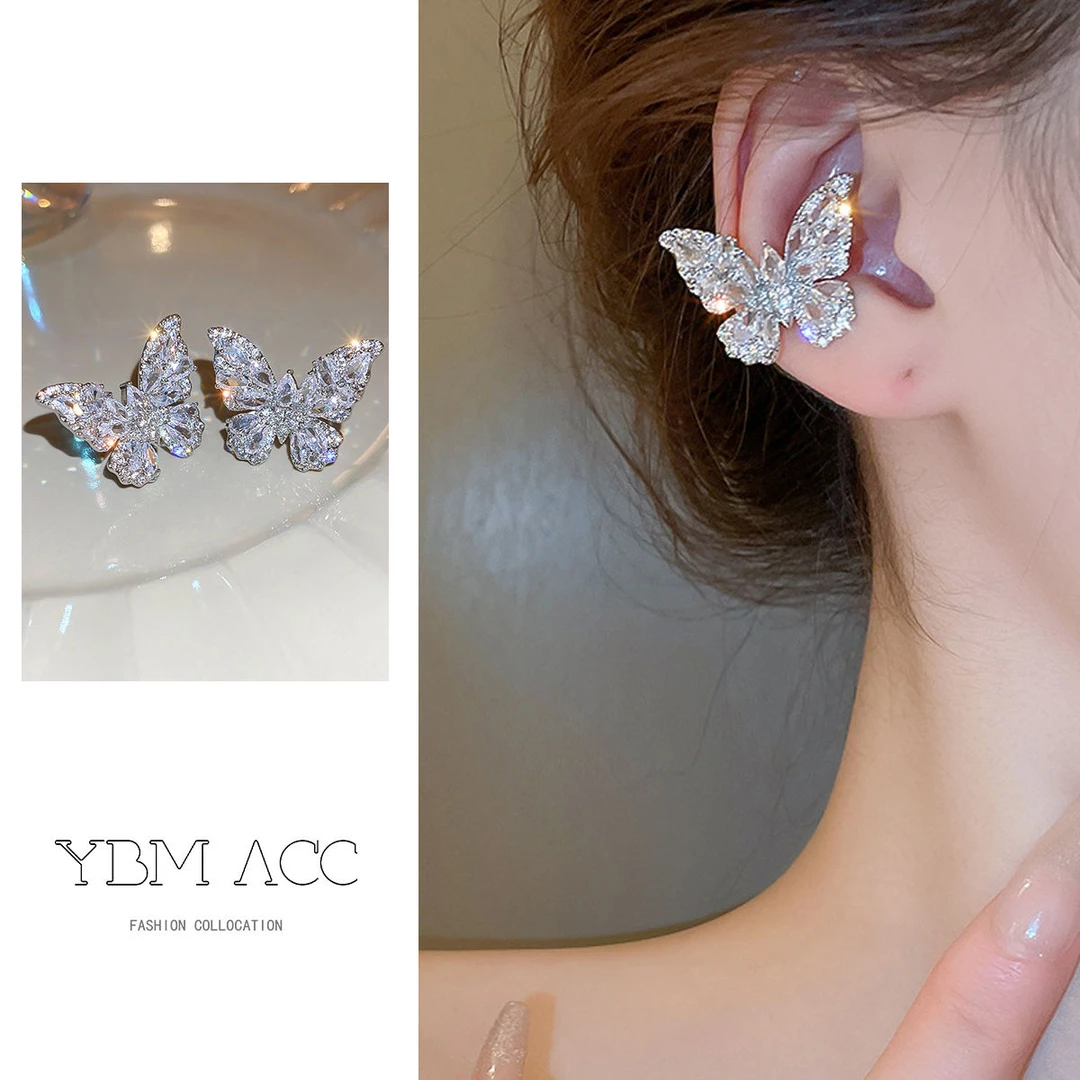合金耳饰 耳骨夹耳夹耳钉无耳洞超仙蝴蝶新款耳环精灵高级感耳挂