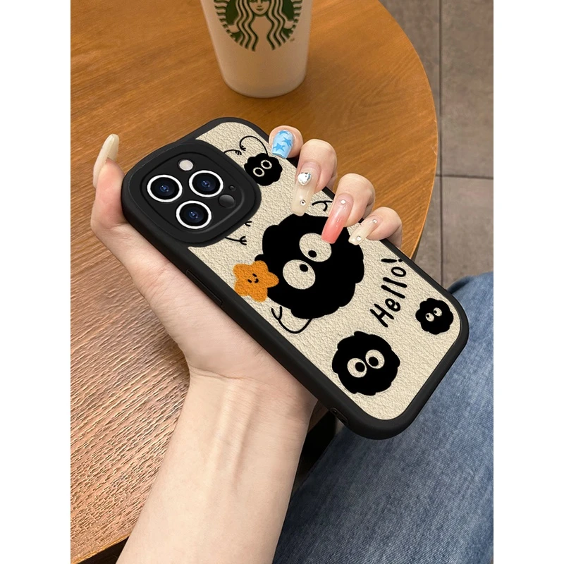 适用于苹果14promax手机壳新款女14plus搞怪煤球13mini全包iPhone