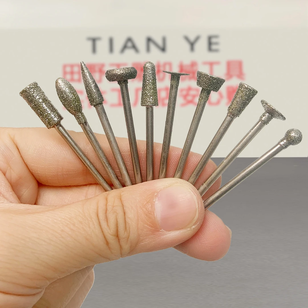 2.35柄金刚砂开窗雕刻打磨去皮翡翠玉石磨头10支装