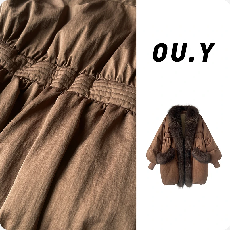 【SS】貉子毛设计师气质灯笼袖鹅绒服外套 588Y2401-2400