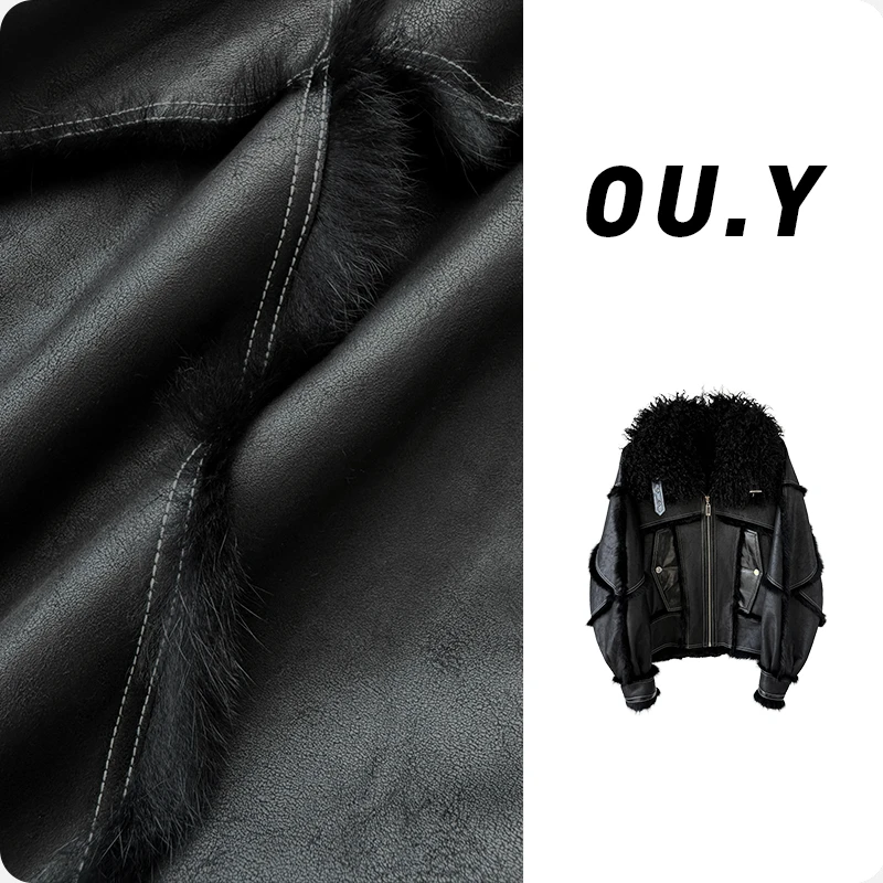 【SS】设计师新款兔皮真皮冬季气质设计师皮草外套  01YF8823302