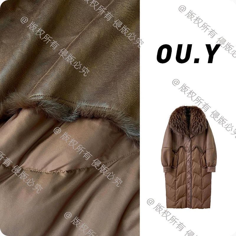 【SS】高奢貉子毛皮毛一体长款保暖秋冬鹅绒服外套  01Y8816