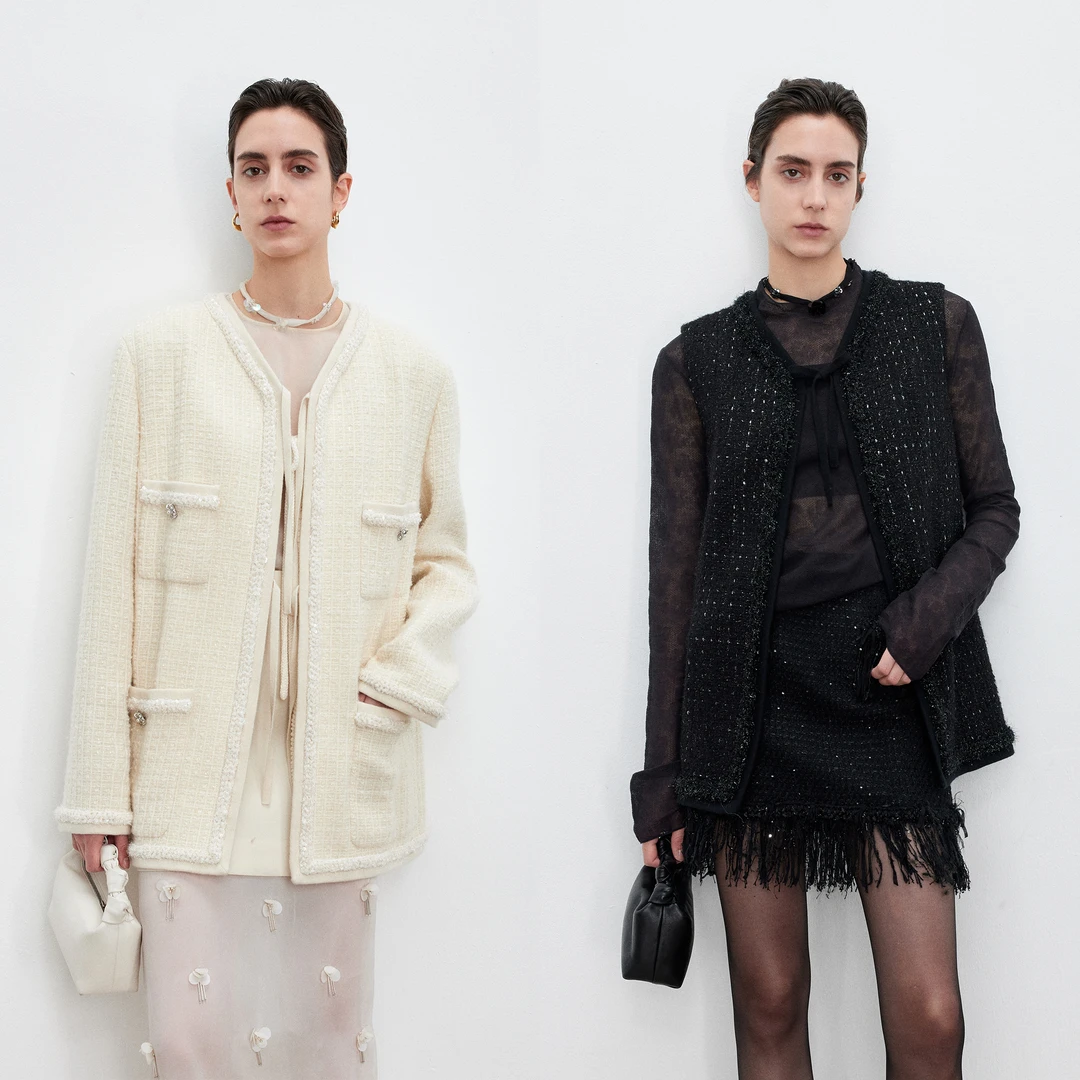 【商场同款新品】JOC专柜同款 意大利高含毛花呢 系结飘带香风外套/