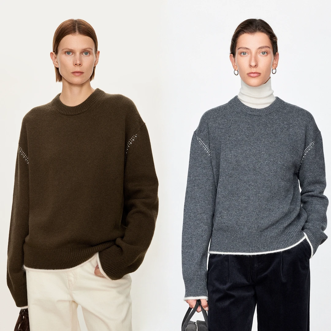 【商场同款新品】JOC专柜时装感羊绒羊毛VTG手工感浮线层次感拼色卷