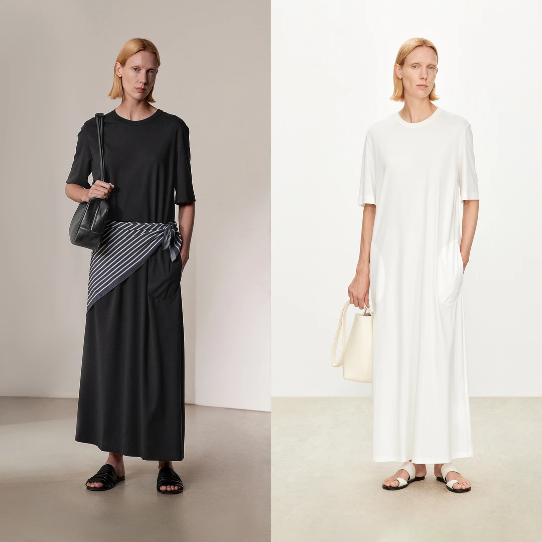 【商场同款新品】JOC专柜亲肤抗皱高密强捻 后领叠褶开叉短袖懒人T