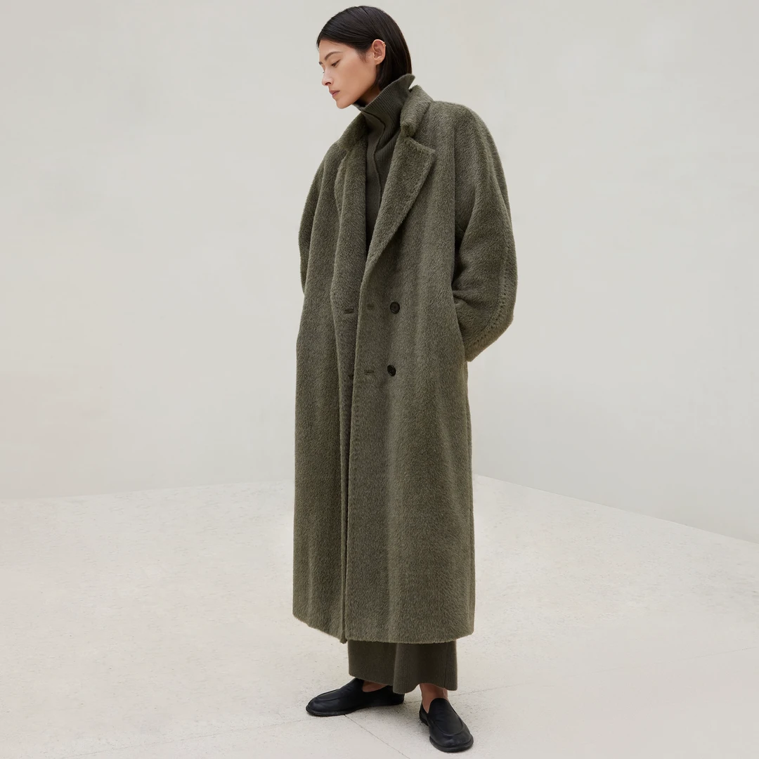 【商场同款新品】JOC秘鲁INCA/阿尔巴卡 复古风翻折小立领松弛H廓形