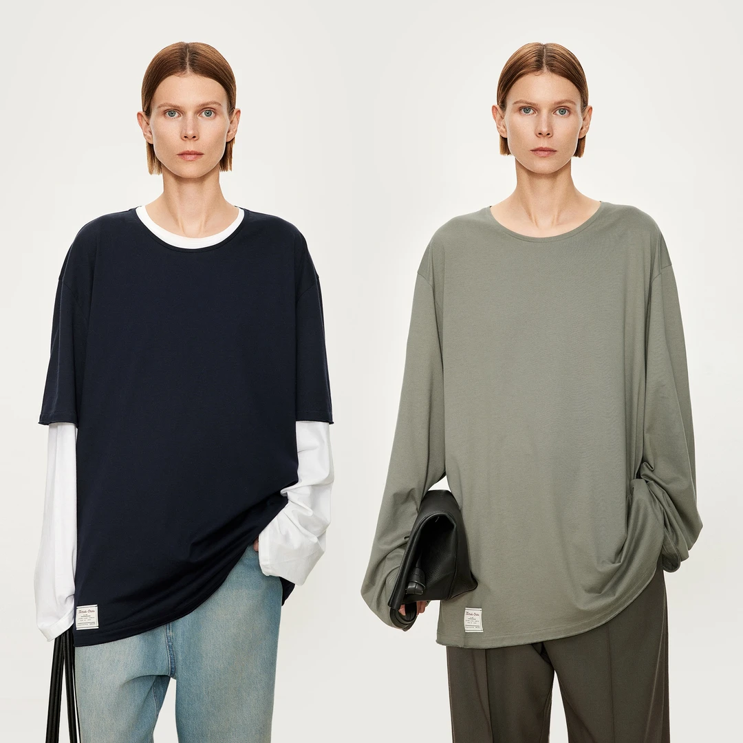 【商场同款新品】JOC专柜日本柔垂亲肤高密纯棉针织叠穿慵懒大廓形