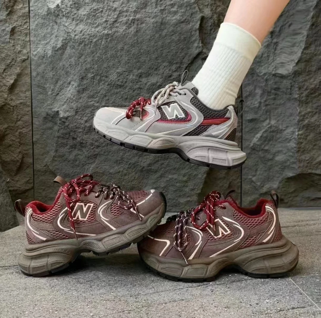 小敏家 爆款厚底加绒老爹鞋 双鞋带网面透气炸街休闲运动鞋668