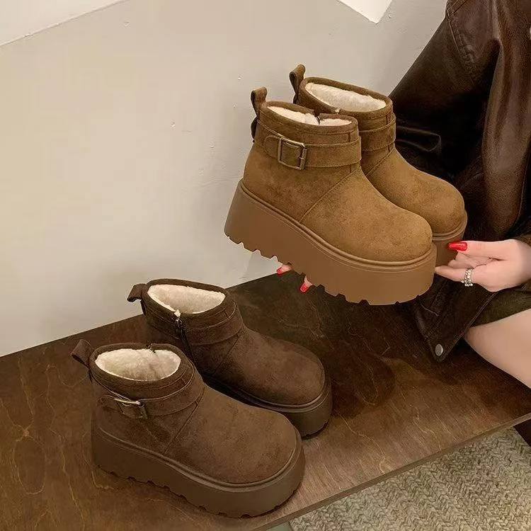 小敏家 7CM厚底增高勃肯马丁靴  冬季加绒保暖切尔西靴3670-11