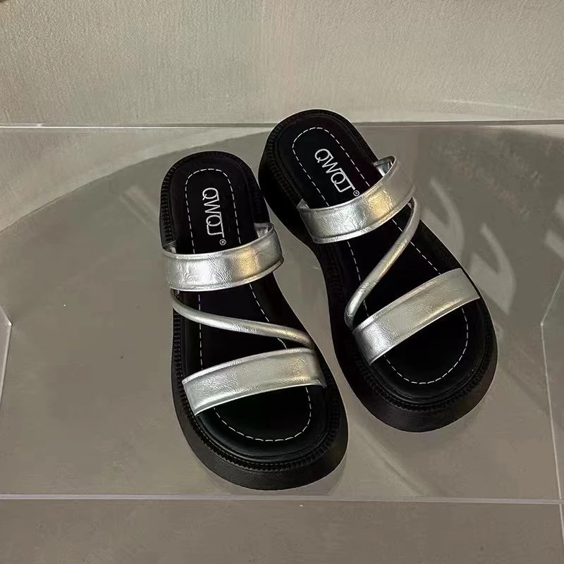 小敏家 厚底拖鞋女 夏季外穿休闲防滑百搭简约凉拖鞋 909-1