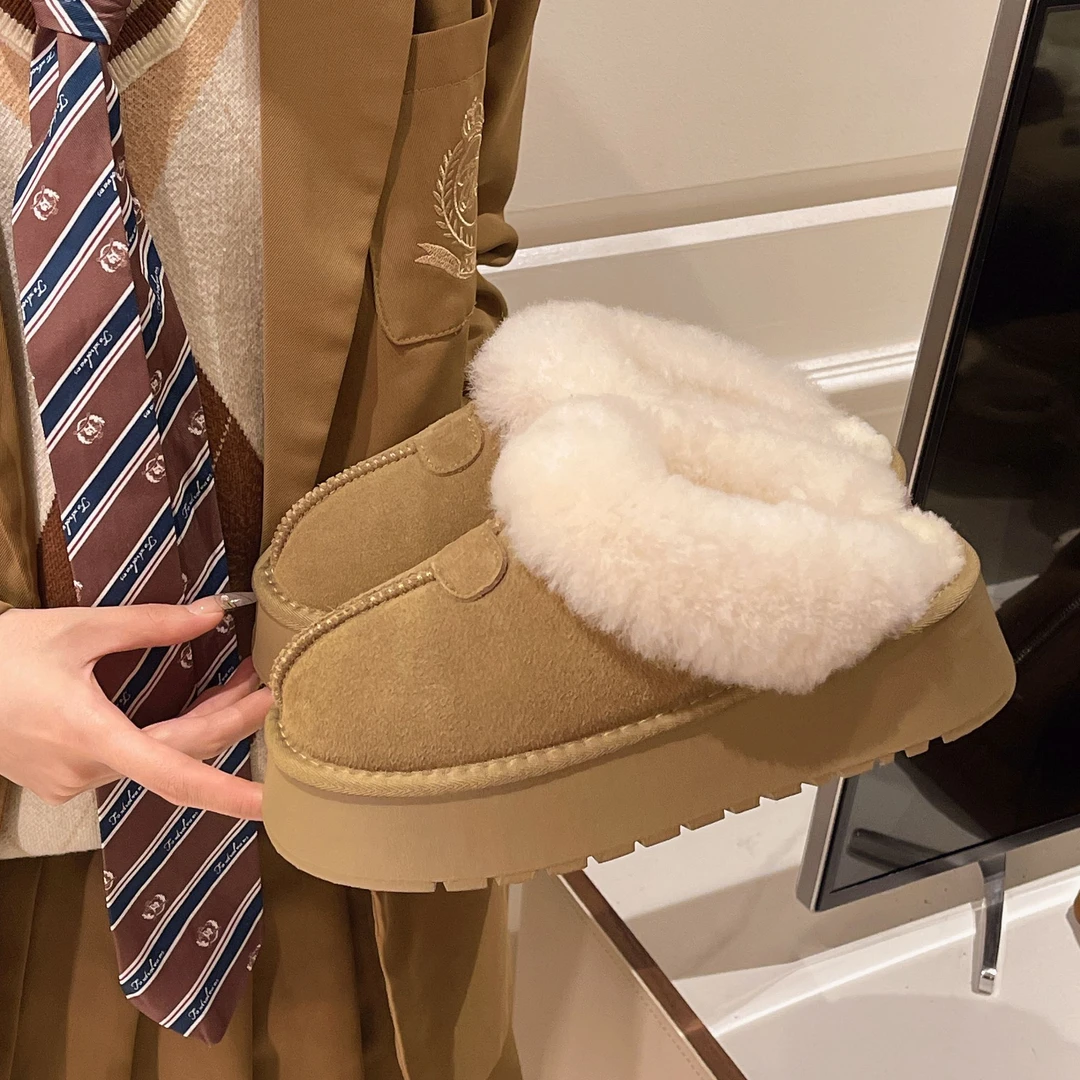 小敏家  主播自留款包头半拖  毛毛雪地靴星拖