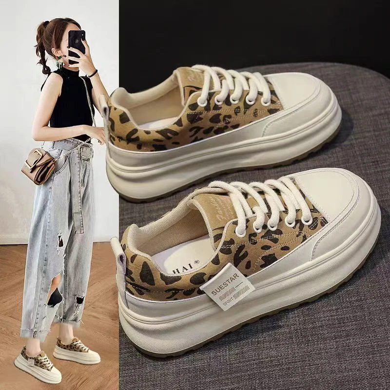 小敏家 清货~就几双 豹纹小白鞋 超火圆头设计感运动板鞋A68