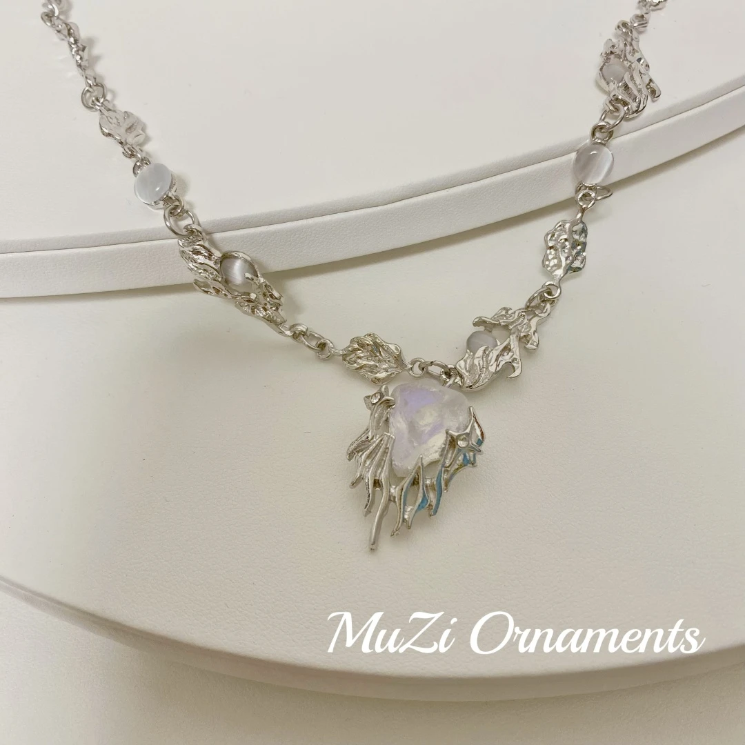 铜合金项链 X291不规则熔岩珠珠吊坠项链女个性设计感气质饰品新