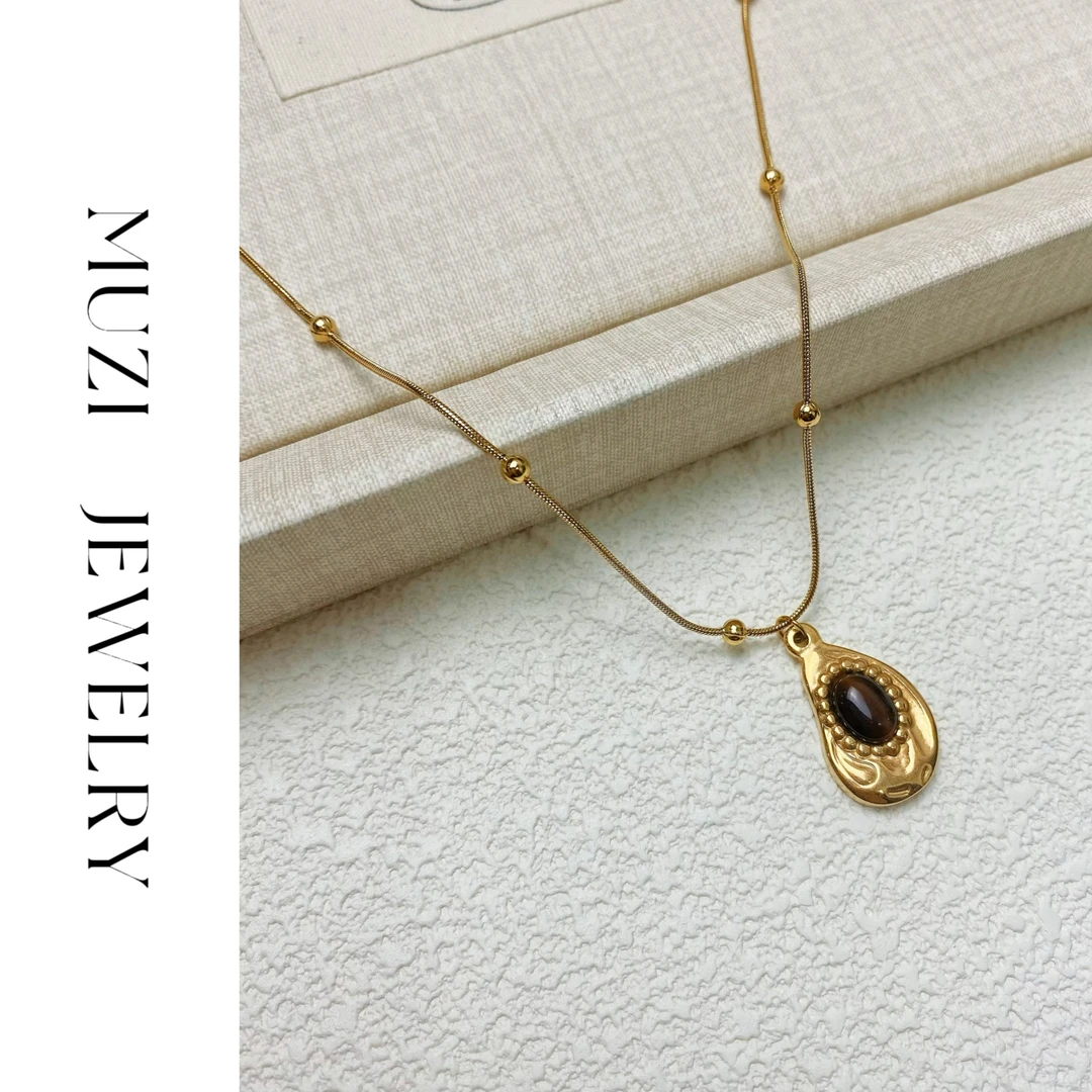 铜合金项链 A211不规则紫色几何吊坠项链女简约百搭时尚饰品新款