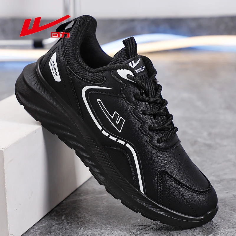 回力软底运动鞋新款冬季皮面防水休闲鞋百搭轻便防滑系带健步鞋