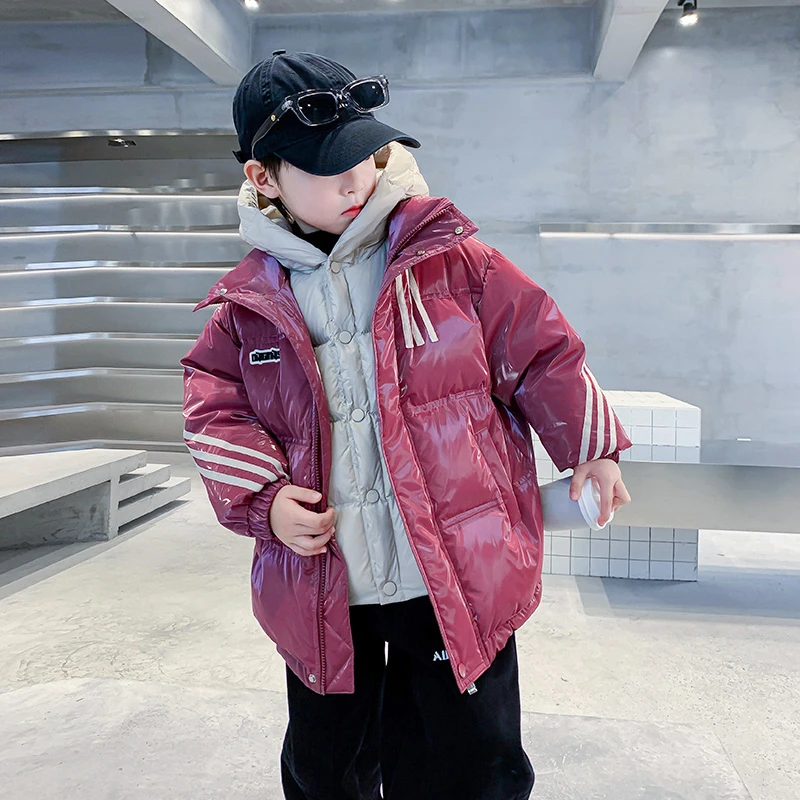 「芝芝梅梅」男童2024年韩版时尚冬季加厚羽绒服中大童三防外套3716