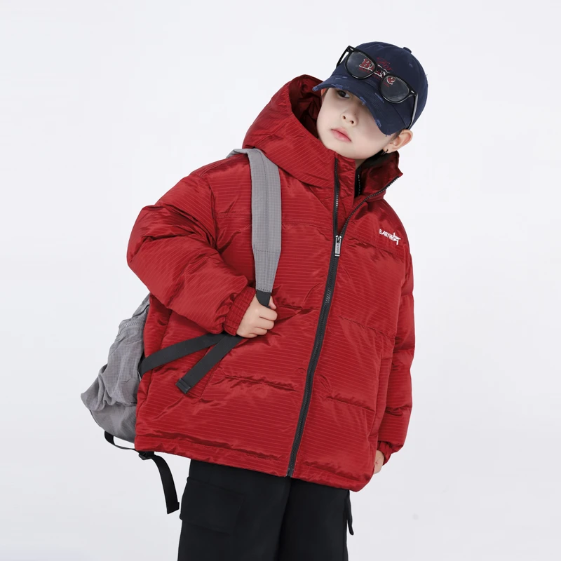 【热-烈】潮童冬装红色加厚保暖年服羽绒服2024年新款免洗外套-4909