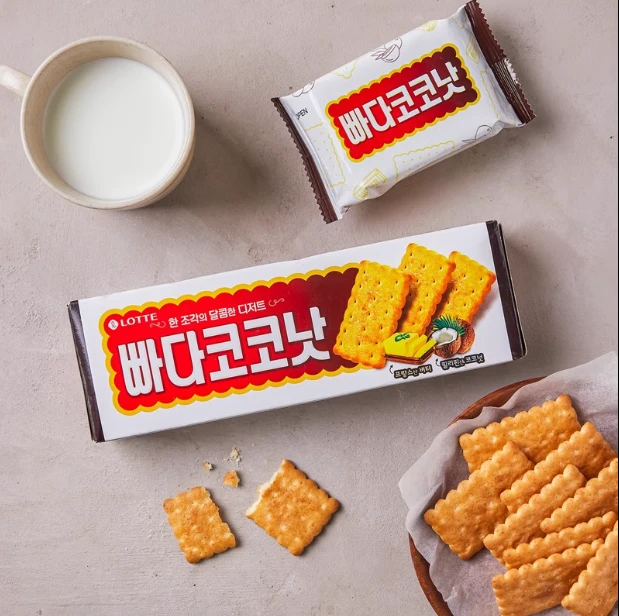 韩国进口乐天lotte黄油蜂蜜椰奶饼干100g 休闲零食品 零食小吃
