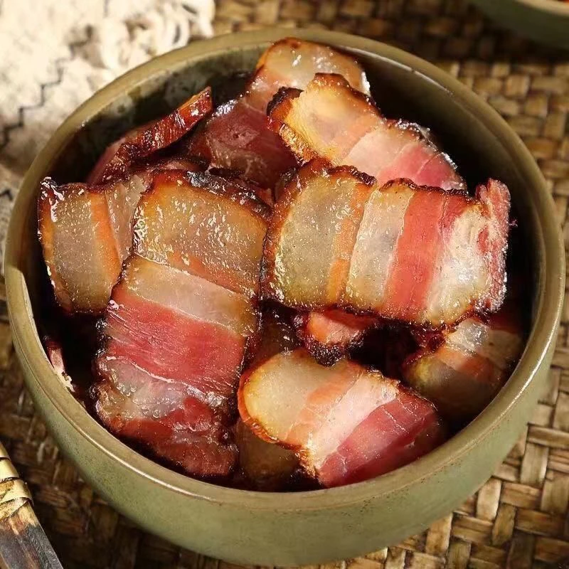 【五花现称】农村柴火烟熏腊五花肉 不沾水可退