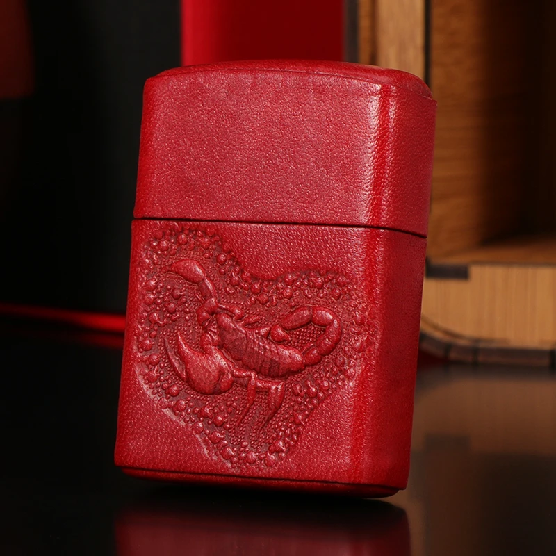 ZORRO佐罗 白铜皮革手工缝制煤油打火机 蝎子压纹送男士礼品礼物