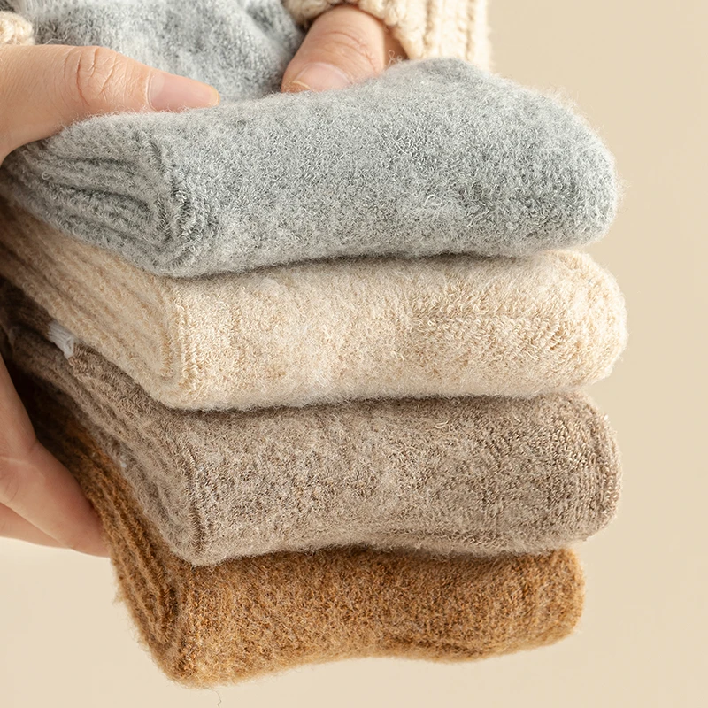 男女同款毛绒袜/秋冬拉毛袜/高弹速热保暖（4双装）Y0016