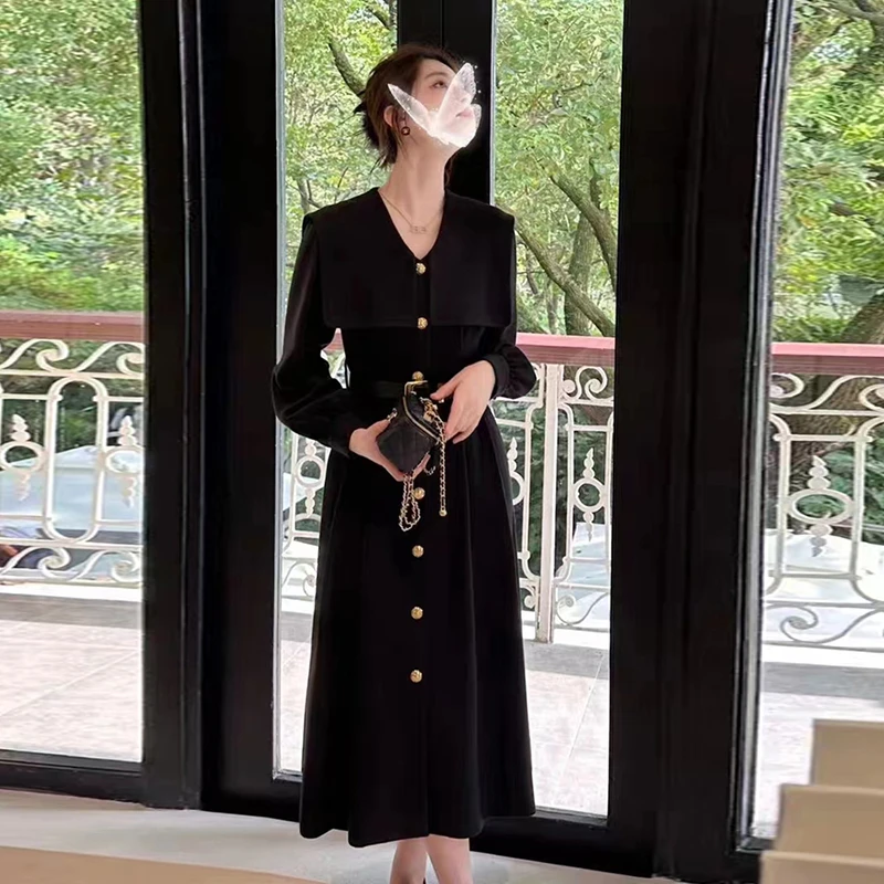 【送腰带】风衣赫本风时尚外套连衣裙女高级感新款气质西装裙6108