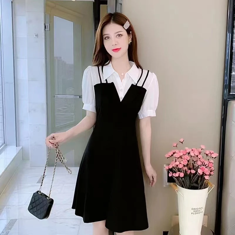 【胜佳专属】宝藏衣橱假两件连衣裙2022夏季新款衬衫裙子8190