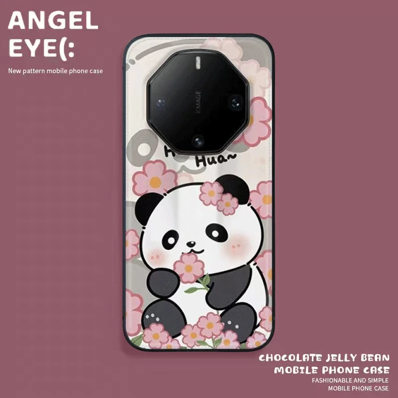 适用华为mate60rs非凡大师手机壳可爱卡通熊猫全包防摔硅胶真皮潮