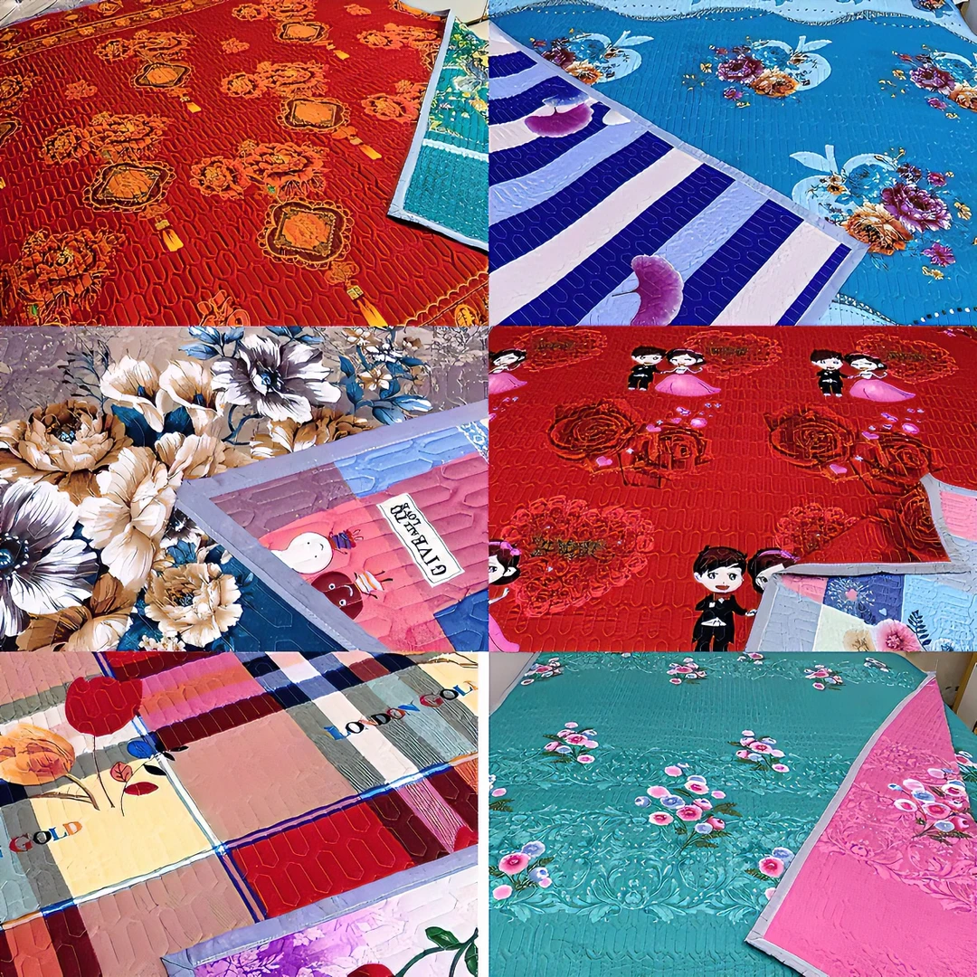 【双面花型床盖】2米×2.3米三层夹棉AB面双人四季通用防滑床盖炕盖