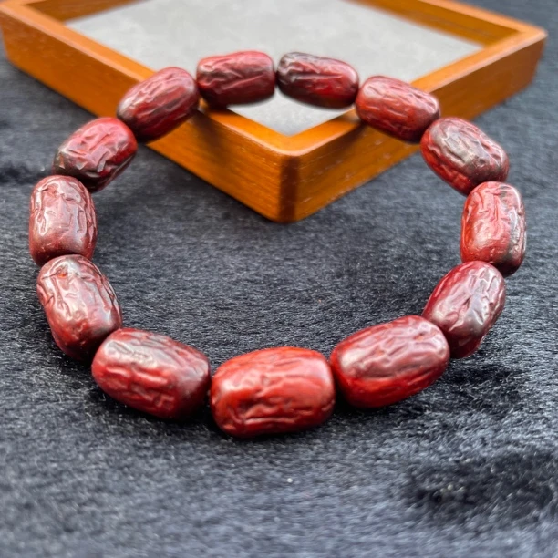 【限量发售】印度小叶紫檀枣珠单圈手串原木雕刻