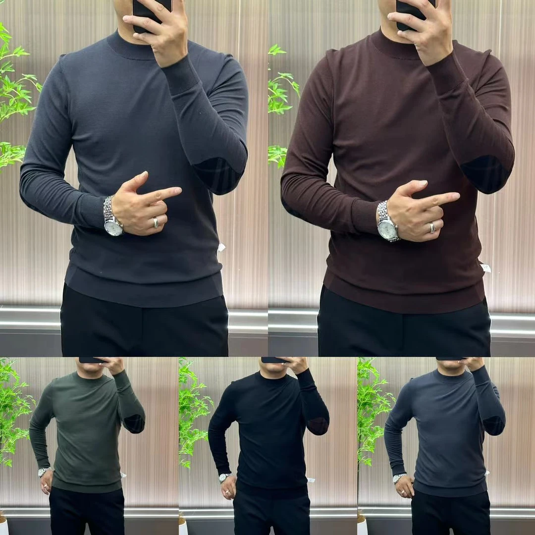 3781•男士欧货•秋冬新款•高织高密高弹•轻薄款百搭针织T恤衫