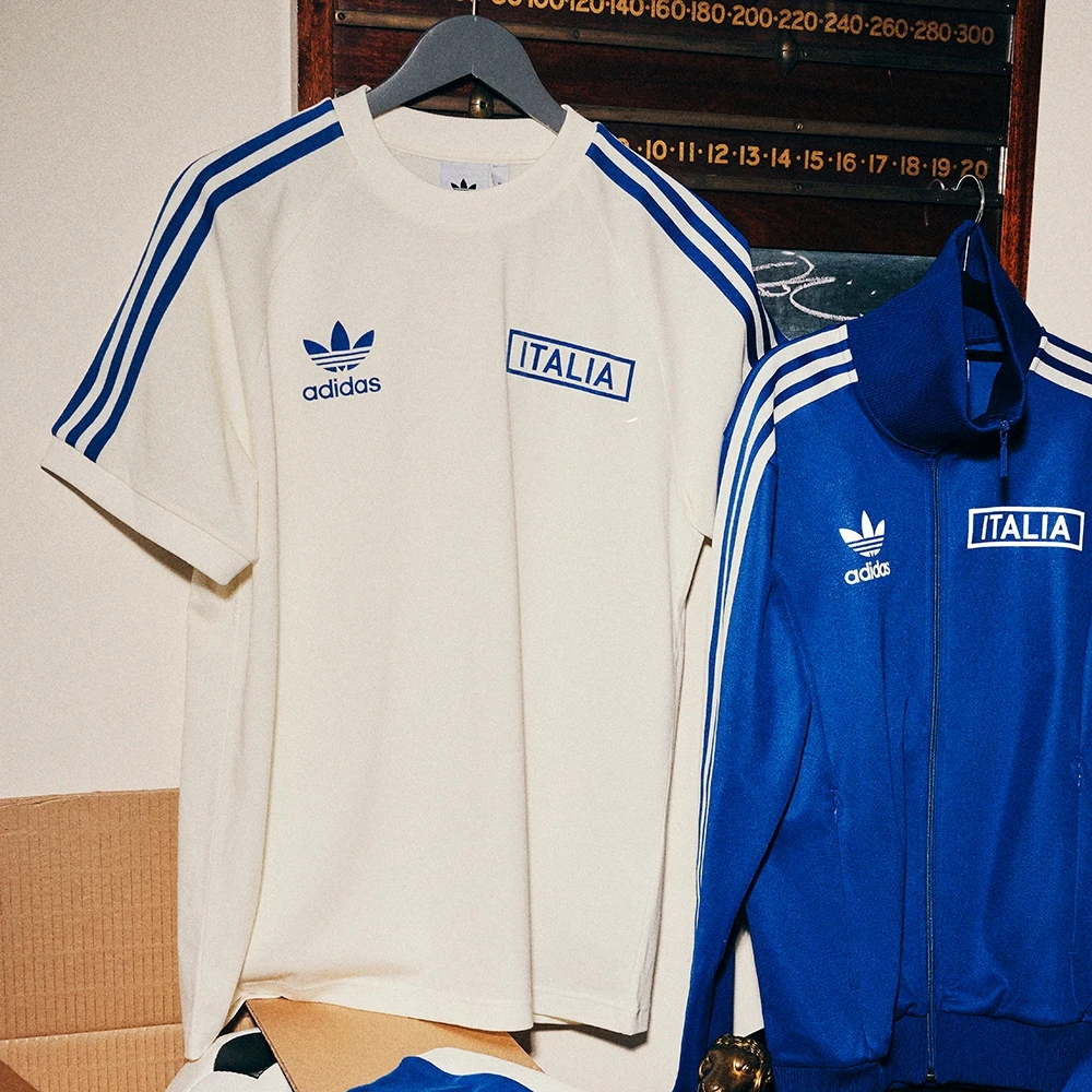 Adidas三叶草意大利队足球休闲简约短袖T恤复古球衣IS0618高能感