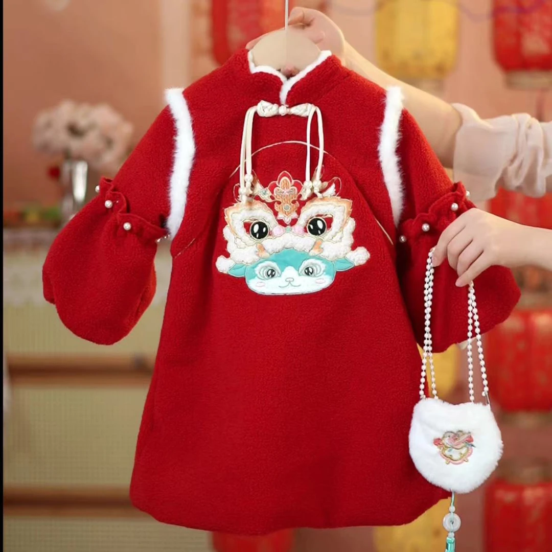 中国风唐装女童洋气加厚冬季喜庆儿童拜年服Y-80
