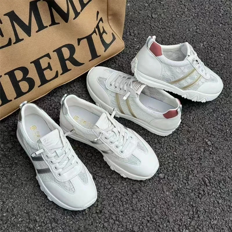 真皮网透平底秀气透气阿甘鞋