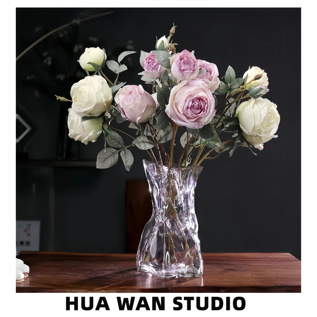 折纸 | 透明加厚水晶玻璃花瓶不规则网红鲜切花餐桌客厅摆件