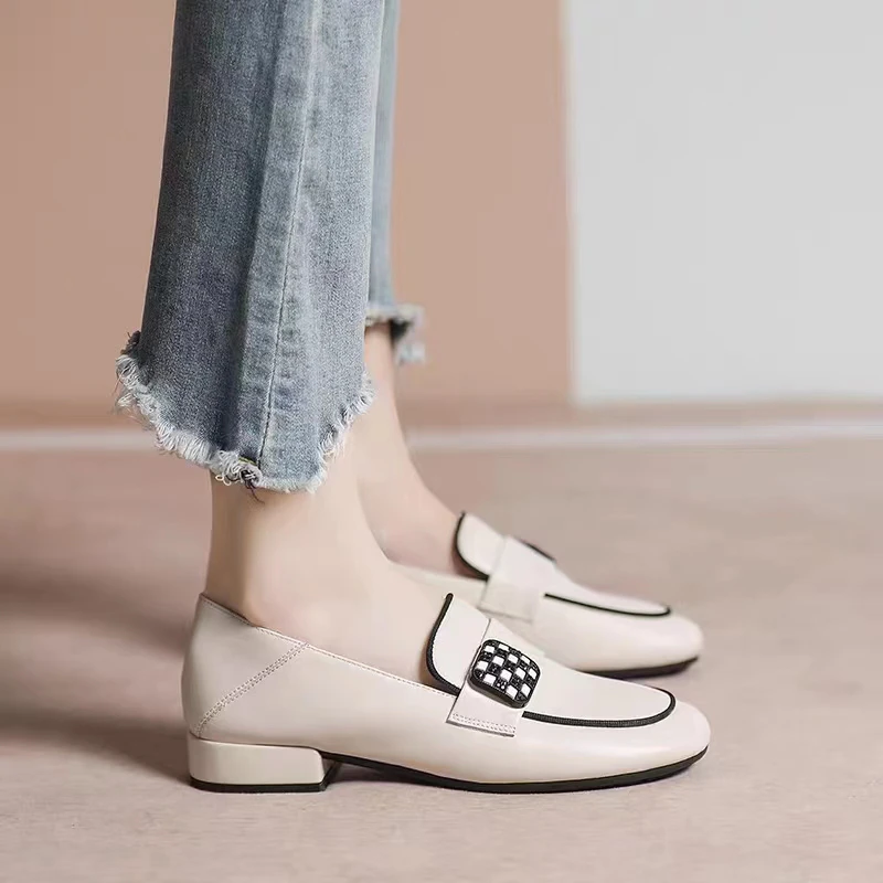 【秋季新款】英伦风时尚小皮鞋圆头低跟单鞋休闲一脚蹬乐福鞋X126