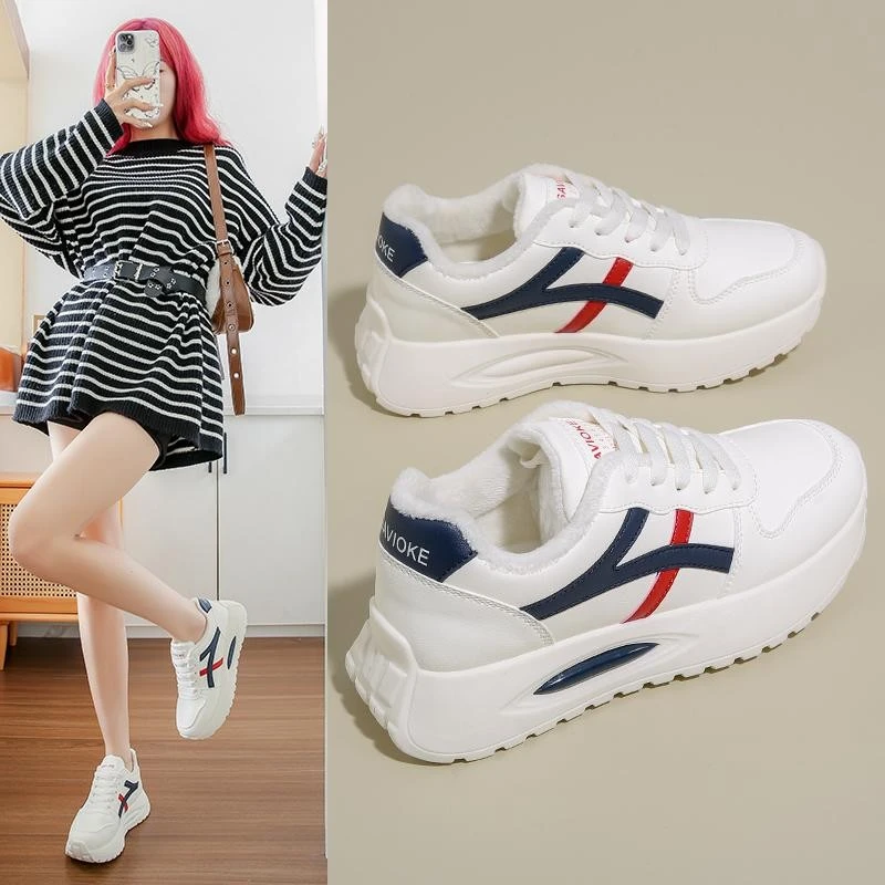 2024秋冬季新款单里加绒阿甘鞋女轻便百搭小白鞋休闲鞋女【Y-9】YK