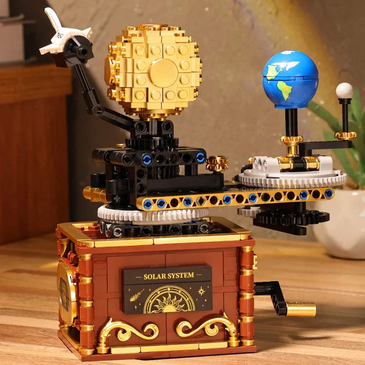 【精品积木】电动太阳系三球仪科教益智拼装玩具儿童男孩10生日礼物