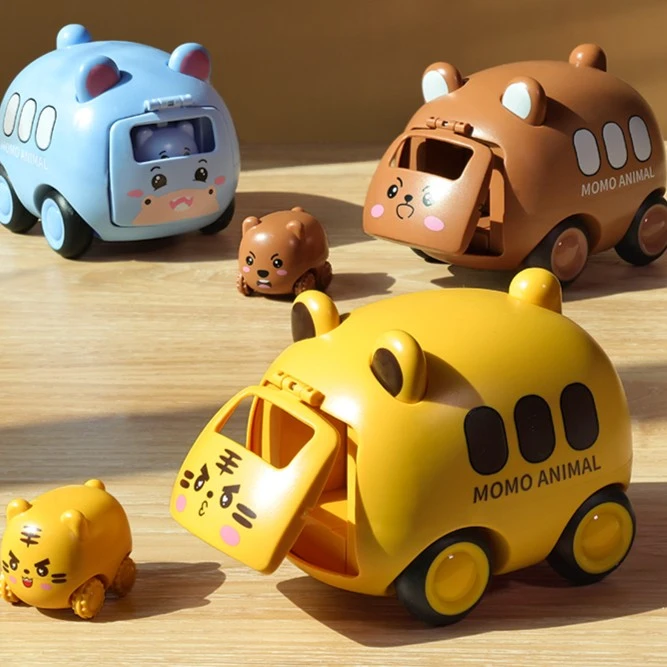 儿童趣味按压弹射网红迷你小汽车男孩玩具惯性碰撞耐磨巴士宝宝爆