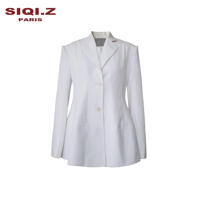 SIQI.Z气质白色时尚后背绑带西装 AW21BLA2