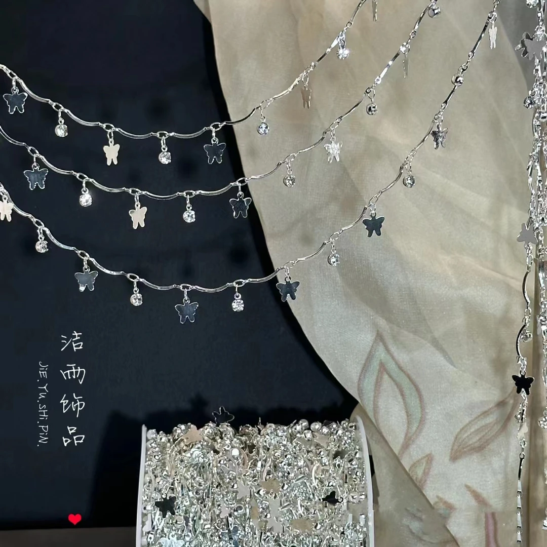 (洁雨饰品DIY) L00123  弯棍吊蝴蝶加钻高温保色diy链条